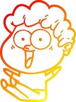 warm gradient line drawing cartoon happy man vector