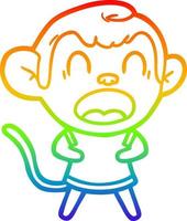 rainbow gradient line drawing shouting cartoon monkey vector
