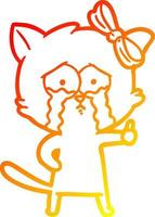 warm gradient line drawing cartoon cat vector