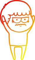 warm gradient line drawing cartoon annoyed man vector