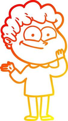 warm gradient line drawing cartoon happy man
