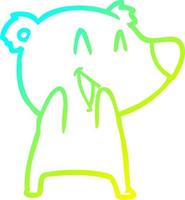 cold gradient line drawing laughing polar bear cartoon vector