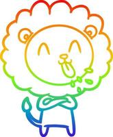 rainbow gradient line drawing happy cartoon lion vector