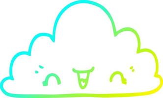 cold gradient line drawing cute cartoon cloud vector