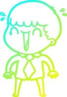 dibujo de línea de gradiente frío hombre de dibujos animados riendo con camisa y corbata vector