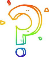 rainbow gradient line drawing cartoon question mark vector