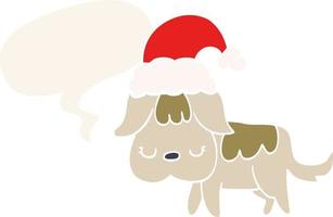 cute christmas dog and speech bubble in retro style