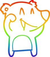 dibujo de línea de gradiente de arco iris dibujos animados de oso riendo vector