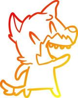 warm gradient line drawing laughing fox cartoon vector