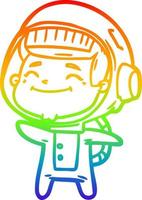 rainbow gradient line drawing happy cartoon astronaut vector