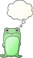 cartoon staring frog and thought bubble in smooth gradient style vector