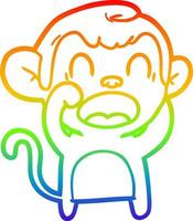 rainbow gradient line drawing shouting cartoon monkey vector