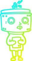 cold gradient line drawing cartoon robot vector