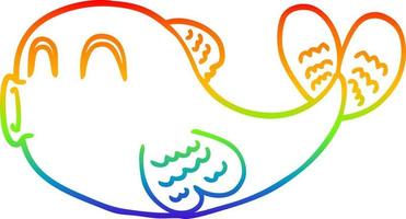 rainbow gradient line drawing cartoon fish vector