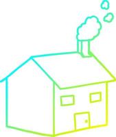 cold gradient line drawing cartoon house vector