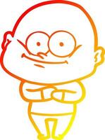 warm gradient line drawing cartoon bald man staring vector