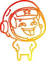 warm gradient line drawing cartoon laughing astronaut vector