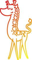 warm gradient line drawing cartoon giraffe vector