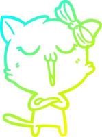 cold gradient line drawing cartoon cat vector