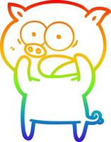 arco iris gradiente línea dibujo dibujos animados cerdo gritando vector