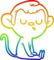 rainbow gradient line drawing cartoon monkey vector