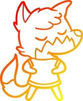 warm gradient line drawing friendly cartoon fox vector