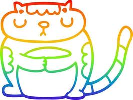 rainbow gradient line drawing cute cartoon cat vector