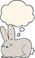 cartoon rabbit and thought bubble in comic book style vector