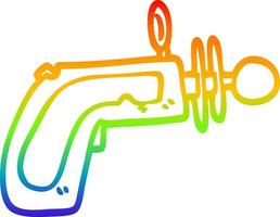 rainbow gradient line drawing cartoon ray gun vector