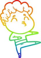 rainbow gradient line drawing cartoon man pouting vector