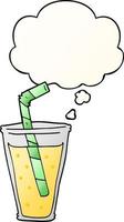 cartoon fizzy drink and thought bubble in smooth gradient style vector