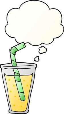 cartoon fizzy drink and thought bubble in smooth gradient style