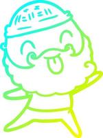 cold gradient line drawing man with beard sticking out tongue vector