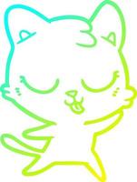 cold gradient line drawing happy cartoon cat vector