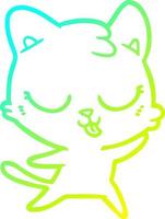 cold gradient line drawing happy cartoon cat vector