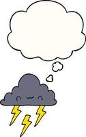 cartoon storm cloud and thought bubble vector