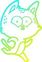 cold gradient line drawing cartoon cat running vector