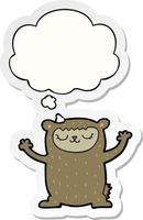 cute cartoon bear and thought bubble as a printed sticker vector