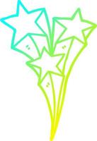 cold gradient line drawing cartoon shooting stars vector