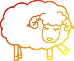 warm gradient line drawing cartoon cute sheep vector