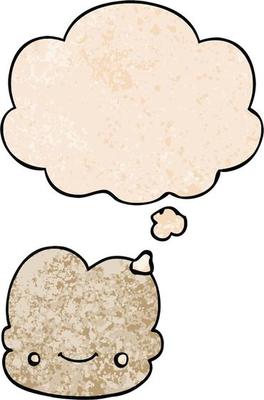 cartoon cloud and thought bubble in grunge texture pattern style