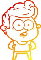 warm gradient line drawing cartoon staring man vector