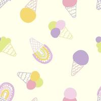 Vintage seamless pattern with rainbow ice cream in 1960 style. vector