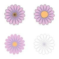 Geometric psychedelic daisies flowers collection. vector