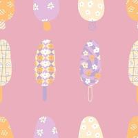 Retro seamless pattern with popsicle ice creams in 1960s style. vector