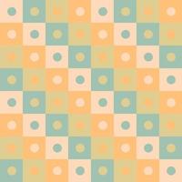 Checkered seamless pattern with round spots in 1970 style. vector