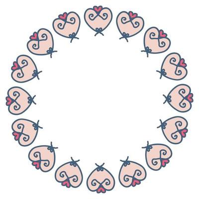 Vector doodle heart frame template illustration.