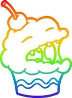 rainbow gradient line drawing funny cupcake vector