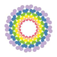 Romantic pattern with heart flower in rainbow colors. vector