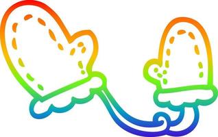 rainbow gradient line drawing cartoon mittens vector